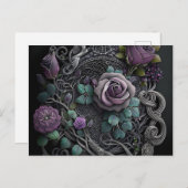 ラベンダーバラケルト結び目模様包装紙 ポストカード (正面/裏面)