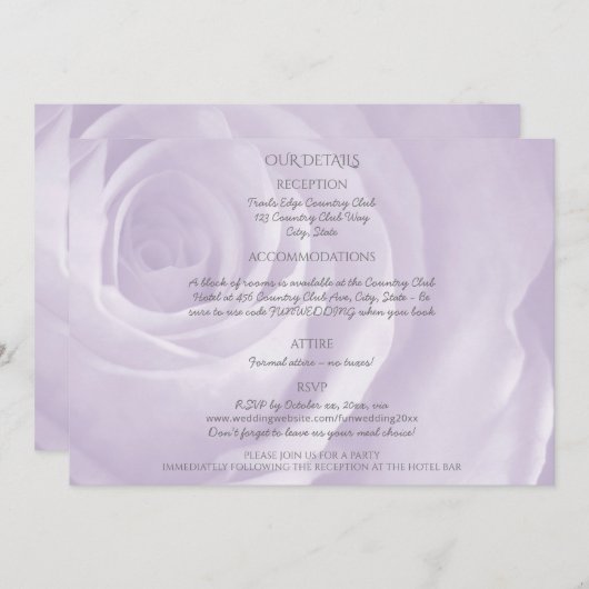 ラベンダーバラシンプルエレガントなウェディング詳細 (正面/裏面)