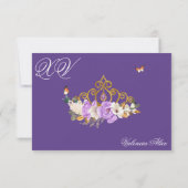 ラベンダーバラス王室のパープル金ゴールドティアラキンセアニェラ 出欠カード (裏面)