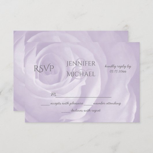 ラベンダーバラフローラシンプルエレガントなウェディングRSVP 出欠カード (正面/裏面)