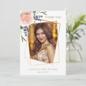 ラベンダーバラフローラ写真誕生日サンキューカード サンキューカード (スタンド正面)