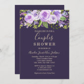ラベンダーバラフローラ結婚ズ・カップルシャワー 招待状 (正面/裏面)