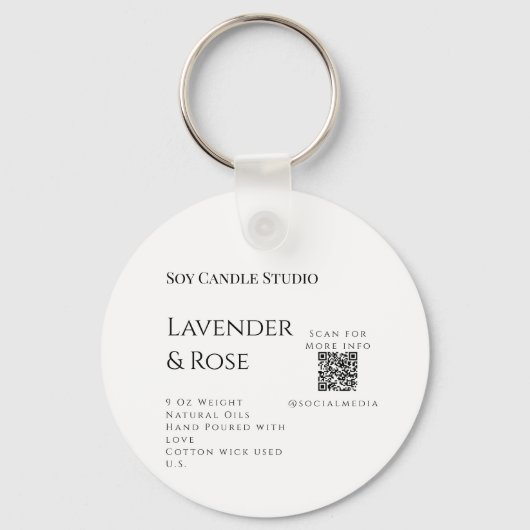 ラベンダーバラ大豆キャンドルビジネス追加q rコードテックス キーホルダー (正面)