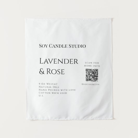 ラベンダーバラ大豆キャンドルビジネス追加q rコードテックス タペストリー (正面)