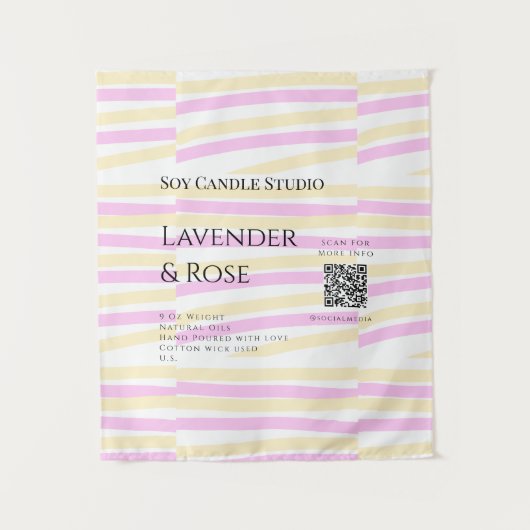 ラベンダーバラ大豆キャンドルビジネス追加q rコードテックス タペストリー (正面)