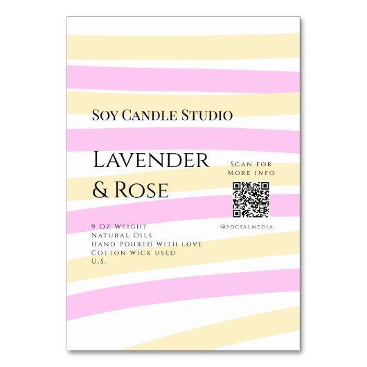 ラベンダーバラ大豆キャンドルビジネス追加q rコードテックス テーブルナンバー (正面)