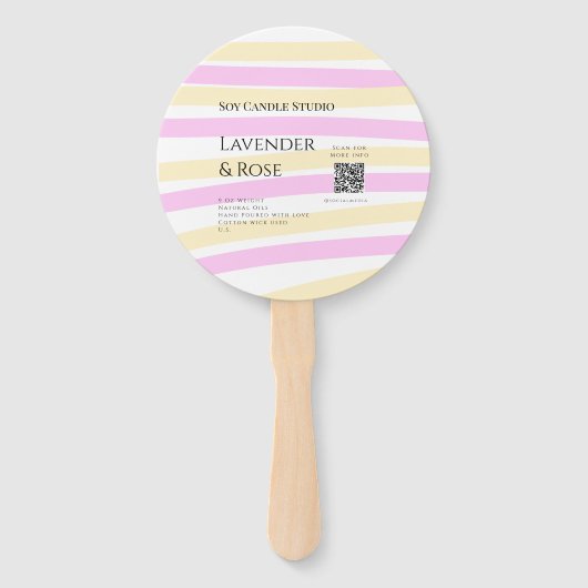 ラベンダーバラ大豆キャンドルビジネス追加q rコードテックス ハンドファン (正面)
