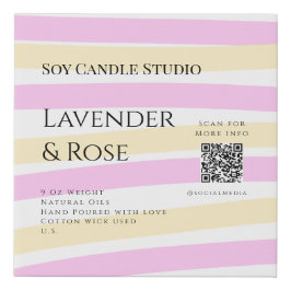 ラベンダーバラ大豆キャンドルビジネス追加q rコードテックス フェイクキャンバスプリント