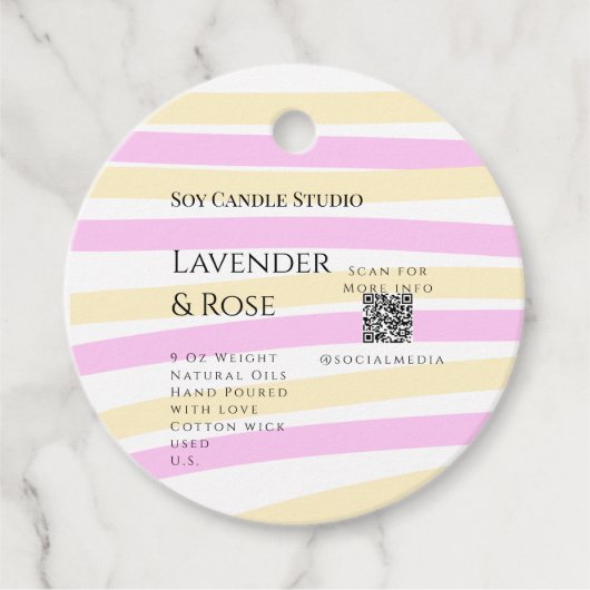 ラベンダーバラ大豆キャンドルビジネス追加q rコードテックス フェイバータグ (正面)