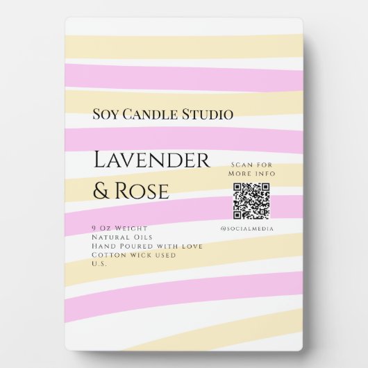 ラベンダーバラ大豆キャンドルビジネス追加q rコードテックス フォトプラーク (正面)