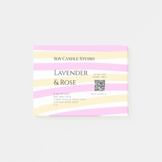 ラベンダーバラ大豆キャンドルビジネス追加q rコードテックス ポストイット (正面)