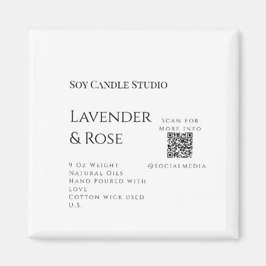ラベンダーバラ大豆キャンドルビジネス追加q rコードテックス マグネット (正面)
