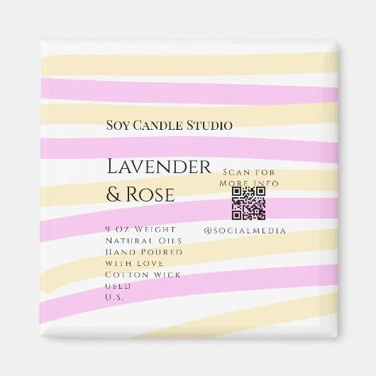 ラベンダーバラ大豆キャンドルビジネス追加q rコードテックス マグネット (正面)