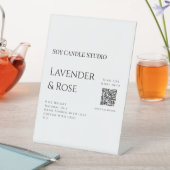 ラベンダーバラ大豆キャンドルビジネス追加q rコードテックス 台座サイン (インサイチュ)