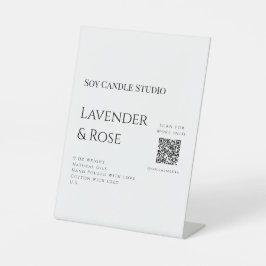 ラベンダーバラ大豆キャンドルビジネス追加q rコードテックス 台座サイン