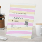 ラベンダーバラ大豆キャンドルビジネス追加q rコードテックス 台座サイン (インサイチュ)