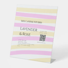 ラベンダーバラ大豆キャンドルビジネス追加q rコードテックス 台座サイン