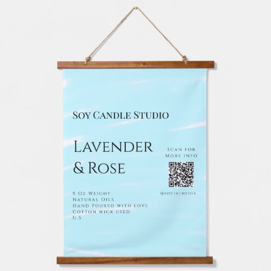 ラベンダーバラ大豆キャンドルビジネス追加q rコードテックス 吊り下げ型タペストリー (正面)