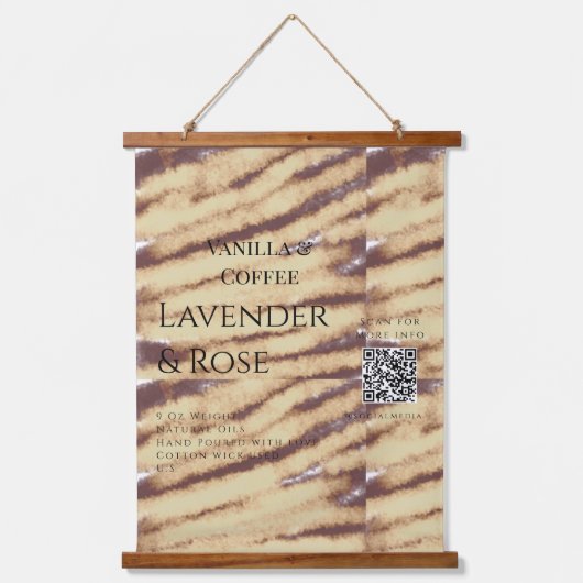 ラベンダーバラ大豆キャンドルビジネス追加q rコードテックス 吊り下げ型タペストリー (正面)