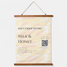 ラベンダーバラ大豆キャンドルビジネス追加q rコードテックス 吊り下げ型タペストリー