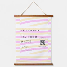 ラベンダーバラ大豆キャンドルビジネス追加q rコードテックス 吊り下げ型タペストリー