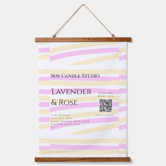 ラベンダーバラ大豆キャンドルビジネス追加q rコードテックス 吊り下げ型タペストリー (正面)