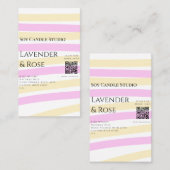 ラベンダーバラ大豆キャンドルビジネス追加q rコードテックス 名刺 (正面/裏面)