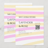 ラベンダーバラ大豆キャンドルビジネス追加q rコードテックス 招待状 (正面/裏面)