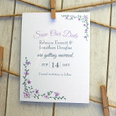 ラベンダーバラ結婚つる植物救ズの日付 招待状