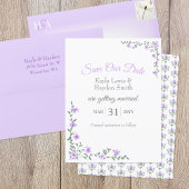 ラベンダーバラ結婚つる植物救ズの日付 招待状