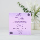 ラベンダーバラ&ホワイト桜フローラ結婚ズ 招待状 (スタンド正面)