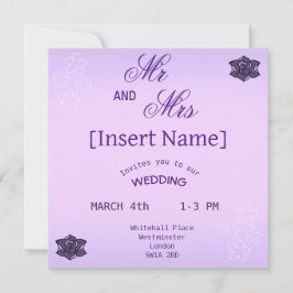 ラベンダーバラ&ホワイト桜フローラ結婚ズ 招待状