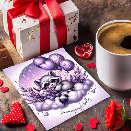 ラベンダーバルーンラクーンヴァレンティーンズカード シーズンカード