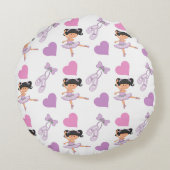 ラベンダーバレリーナハートパターン ラウンドクッション (裏面)