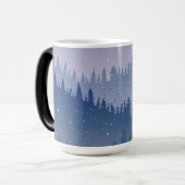 ラベンダーパインの木の冬のクリスマスワンダーランド モーフィングマグカップ (正面左)