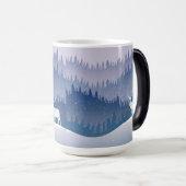 ラベンダーパインの木の冬のクリスマスワンダーランド モーフィングマグカップ (正面右)