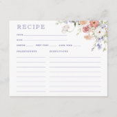 ラベンダーパステルフローラブライダルシャワーレシピカード エンクロージャーカード (正面)