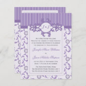 ラベンダーパターンの夕べの結婚式招待状 招待状 (正面/裏面)