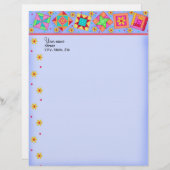 ラベンダーパッチワークキルトブロックレターヘッド レターヘッド (正面/裏面)