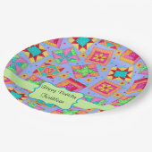 ラベンダーパッチワークキルトブロック名ハッピーバースデー ペーパープレート (アングル)