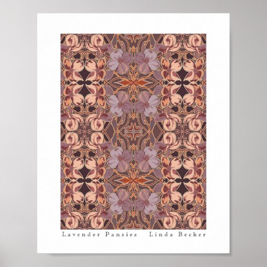 ラベンダーパンジーオリジナルアートバイリンダベッカー ポスター (正面)