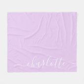 ラベンダーパーソナライズされたのスクリプト名 フリースブランケット (正面(横))