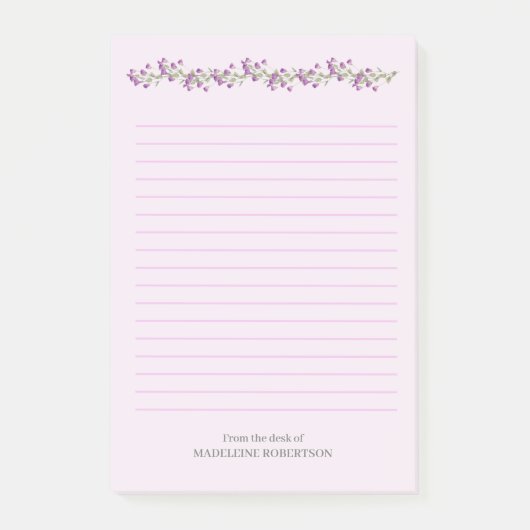 ラベンダーパーソナライズされたの花と名前Post-it N ポストイット (正面)