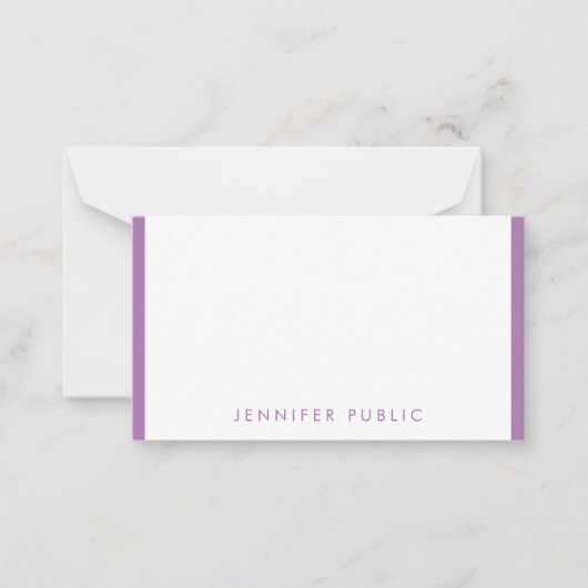 ラベンダーパーソナライズされたカラー手書きモノグラム ノートカード (正面)