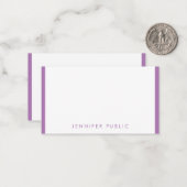 ラベンダーパーソナライズされたカラー手書きモノグラム ノートカード (正面/裏面インサイチュ)