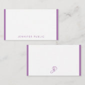 ラベンダーパーソナライズされたカラー手書きモノグラム ノートカード (正面/裏面)