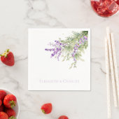 ラベンダーパーソナライズされたフローラ結婚のカクテル スタンダードカクテルナプキン (インサイチュ)