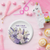 ラベンダーパーソナライズされたフローラ結婚プレート ペーパープレート (パーティー)