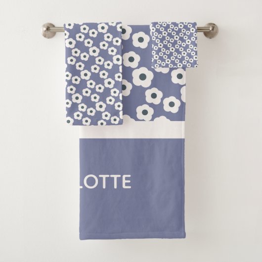 ラベンダーパーソナライズされたモダンレトロフローラルパターン バスタオルセット (インサイチュ)