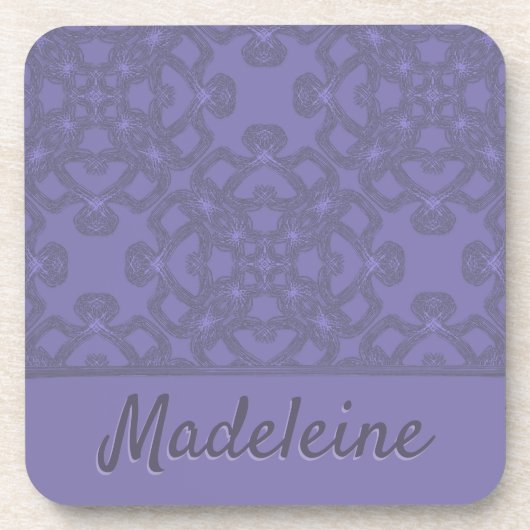 ラベンダーパーソナライズされた模様 コースター (正面)
